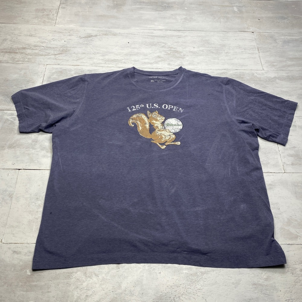 Peter Millar T-Shirt Mens 3XL Purple 125th US Open Oakmont Squirrel Golf Tee
